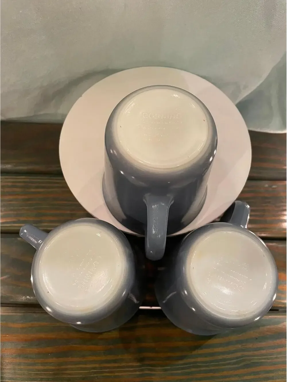 Blue Milkglass Corning Mugs - Set of Three